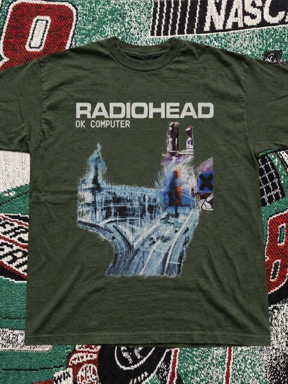 Gildan Radiohead OK Computer Graphic Tee - Olive Green
